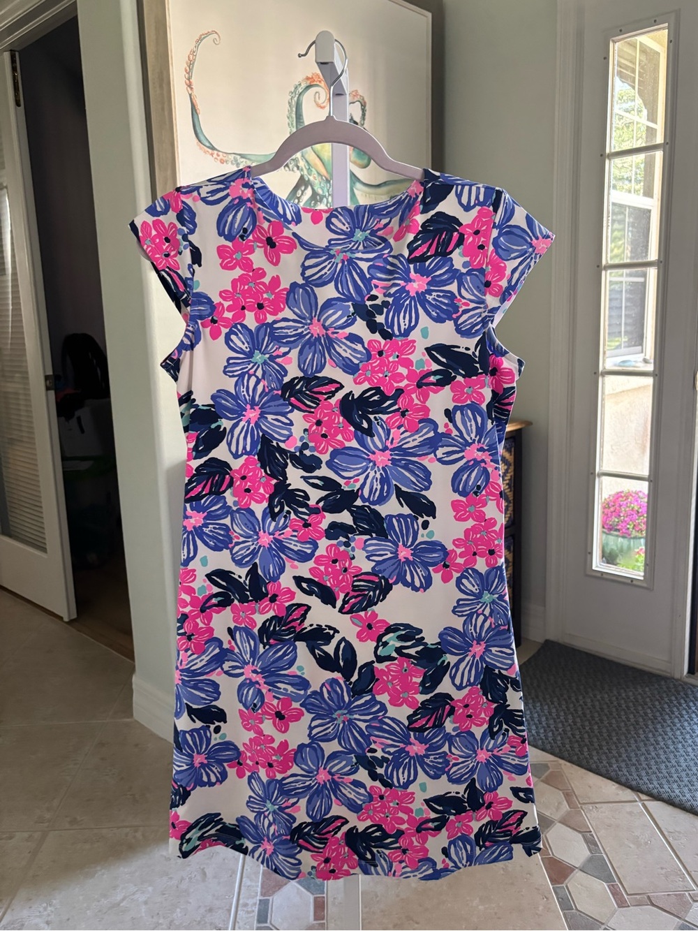 MAHI GOLD Pink Blue Floral Shift Dress